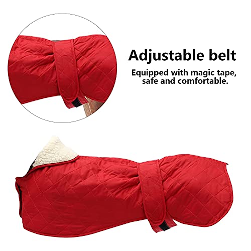 Geyecete - Abrigo cálido térmico Acolchado para Perro Galgo, con Bandas Ajustables, para Invierno Clima frío,Ropa con Agujero del arnés, para medianos y Grandes Perros-Rojo-S