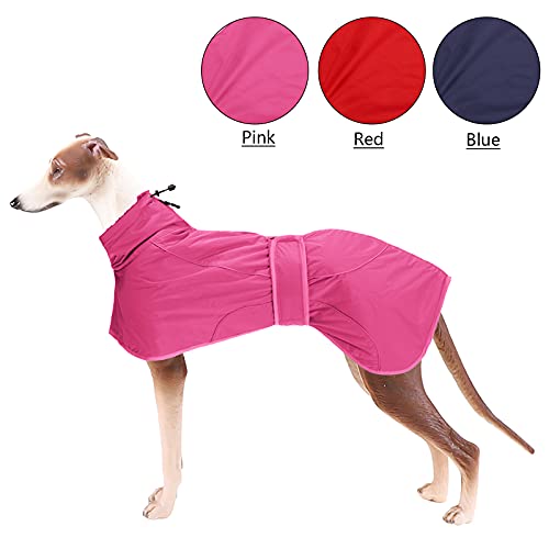 Geyecete Abrigo de invierno para perro con forro polar cálido, ropa para perro al aire libre con bandas ajustables, ropa de perro de alta calidad para perro mediano, grande, galgo, rosa