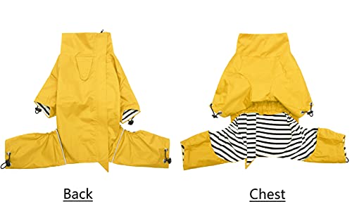 Geyecete Ligero Impermeable Chaqueta para Perro con Cremallera,Resistente Lluvia/Agua, Chubasqueros con Agujero del arnés para Perros Grandes,medianos y pequeños,Poncho de Cuatro Patas-Amarillo-XXL