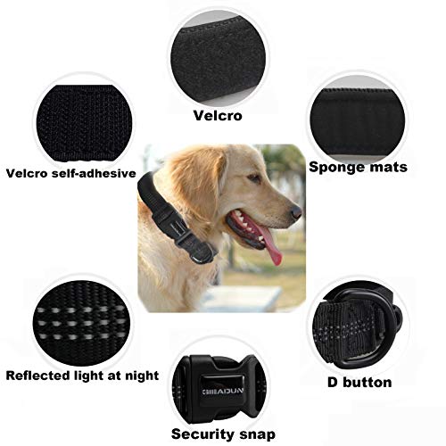 GIEADUN Collar Perro, Collar para Perros Pequeños Grandes Medianos Reflectante Suave Acolchado Ajustable Transpirable con Etiqueta de Nombre para Caminar Correr Trekking Entrenamiento (S, Negro)