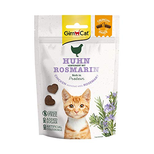 GimCat Crunchy Snacks Pollo con Romero - Crujiente golosina para Gatos Rica en proteínas y sin azúcar añadido - 1 Bolsa (1 x 50 g)