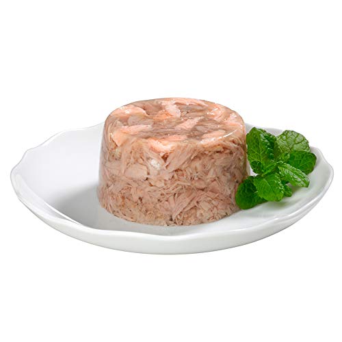 GimCat ShinyCat in Jelly, atún con salmón - Alimento húmedo para gatos, con pescado y taurina - 24 latas (24 x 70 g)