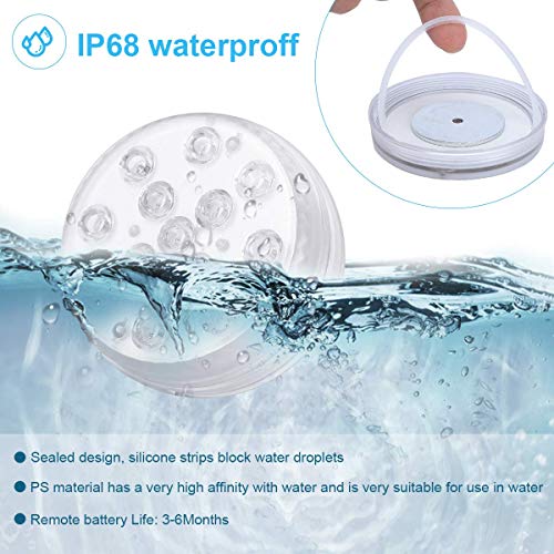 GJJSZ 13 Luces LED para bañera de hidromasaje,Luces sumergibles Impermeables con Control Remoto para Piscina,Acuario,Fuente,pecera,jarrón (2 Unidades)