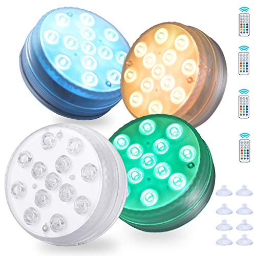 GJJSZ 13 Luces LED para bañera de hidromasaje,Luces sumergibles Impermeables con Control Remoto para Piscina,Acuario,Fuente,pecera,jarrón (2 Unidades)