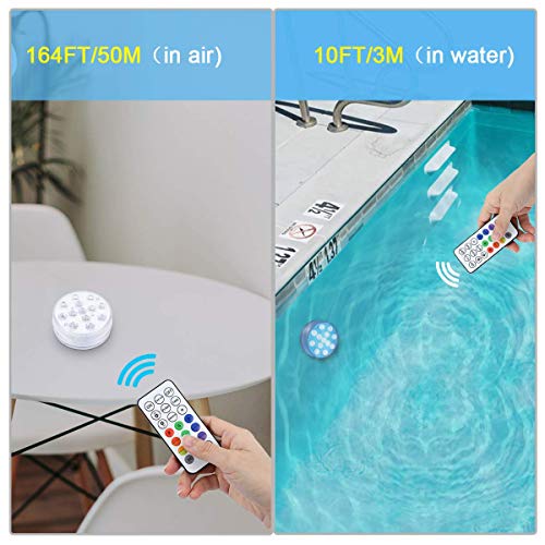 GJJSZ 13 Luces LED para bañera de hidromasaje,Luces sumergibles Impermeables con Control Remoto para Piscina,Acuario,Fuente,pecera,jarrón (2 Unidades)