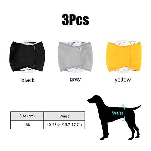 GLAITC 3 Paquetes Pañales para Perros Machos, Pañales Reutilizables para Perros Lavable Pañales para Perros Pañales para Perro Cubre Panza Lavables para Varios Tipos de Perros Domésticos L