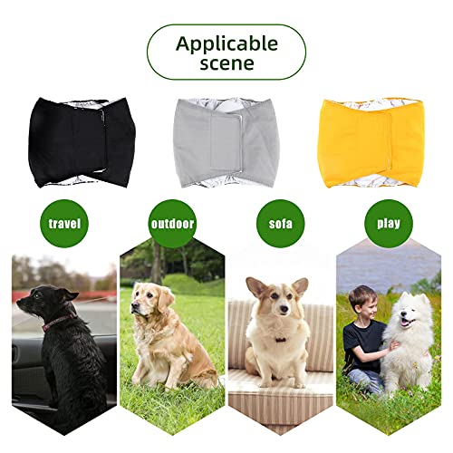 GLAITC 3 Paquetes Pañales para Perros Machos, Pañales Reutilizables para Perros Lavable Pañales para Perros Pañales para Perro Cubre Panza Lavables para Varios Tipos de Perros Domésticos L