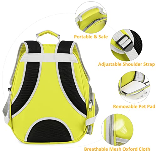 Glenmore Mochila para Mascotas Transparente Mascotas Mochila Portátil para Mascotas Bolsa de Viaje Cápsula Espacial Transparente Transpirable Mochila Delantera Paquete, Amarillo