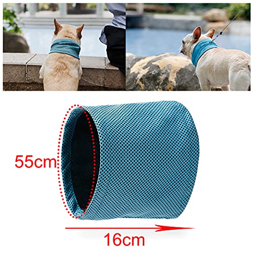 Gloryit Bandana para Perro Pañuelo Perro Refrescante Collar Refrigerante Perro Enfriar al Perro para Refrescar al Perro en Verano y Ayudarlo a Pasar el Verano,Transpirable,Refrescante(Azul L 55×16cm)