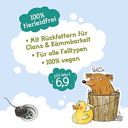 Glückstier Champú para Perros de 250 ml, champú desengrasante para Todas Las Razas de Perro, para Pelaje Brillante y Mejor Peinado, pH Adaptado, 100% Vegano y Libre de Animales