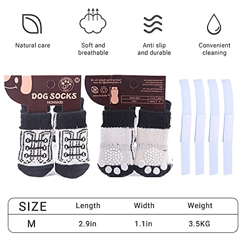 GmeDhc Calcetines Perro, 8 Piezas Zapatos para Perros, Calzado para Perros Verano, Calcetines Perro Antideslizantes, Botas, Patucos para Perros, Zapatos Perro Patrón de Encaje de Zapato de Perro (M)