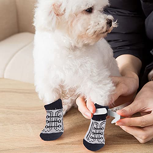 GmeDhc Calcetines Perro, 8 Piezas Zapatos para Perros, Calzado para Perros Verano, Calcetines Perro Antideslizantes, Botas, Patucos para Perros, Zapatos Perro Patrón de Encaje de Zapato de Perro (M)