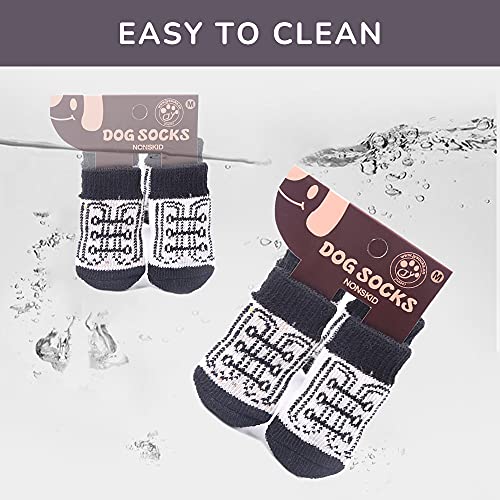 GmeDhc Calcetines Perro, 8 Piezas Zapatos para Perros, Calzado para Perros Verano, Calcetines Perro Antideslizantes, Botas, Patucos para Perros, Zapatos Perro Patrón de Encaje de Zapato de Perro (M)