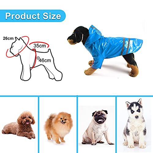 GmeDhc Impermeable Perro, Chubasquero Perro, Chubasquero para Mascotas, Impermeable Perro Pequeño con Tiras Reflectantes, Poncho de Lluvia Impermeable Adecuado para Mascotas pequeñas y Medianas