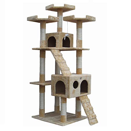 GO Mascota Club 72 "Tall Beige Gato árbol de Muebles (5 Niveles, Beige)