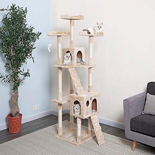 GO Mascota Club 72 "Tall Beige Gato árbol de Muebles (5 Niveles, Beige)