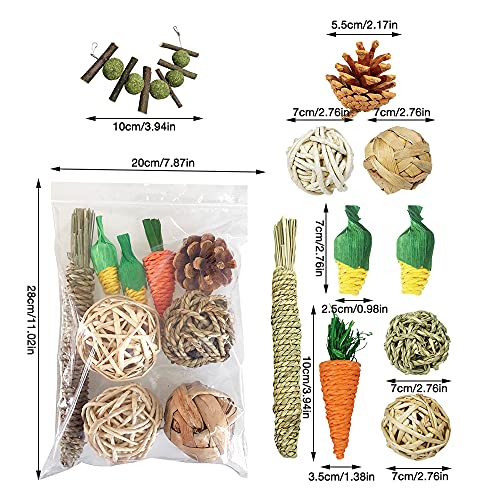 Gobesty Juguetes para masticar conejo, 11 juguetes para masticar conejos, juguetes de conejo para conejos, palos de madera de manzana natural, conejillo de indias, hamste para mejorar la salud dental