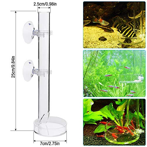 Gobesty Tubo de alimentación de camarones, Plato de alimentación de camarones de acrílico Transparente de 25 cm con Tubo Largo para Acuario Tanque de Peces Cangrejo de Cristal Cangrejos Almejas