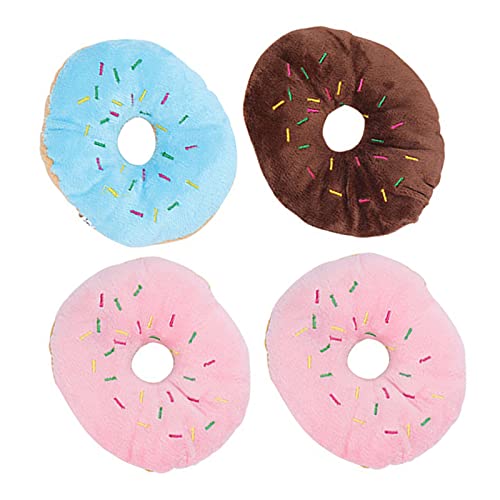 Gojiny 4 Piezas de Forma de Donuts Squeaker Perro de Juguete de Masticar Juguetes Interactivos para Perros 5 1 * 4.3In de Peluche de Juguete para Perros Juego de Juguetes de Colores para