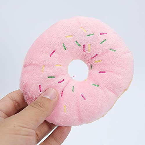 Gojiny 4 Piezas de Forma de Donuts Squeaker Perro de Juguete de Masticar Juguetes Interactivos para Perros 5 1 * 4.3In de Peluche de Juguete para Perros Juego de Juguetes de Colores para