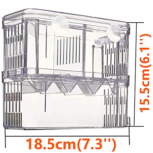 Goldmiky Caja de Cría de Peces,Caja de Cría de Acuario,Tanques de Cría,para Guppy,Peces Tropicales,Divisor de Tanque de Incubadora de Peces Flotante con Ventosas (Grande)