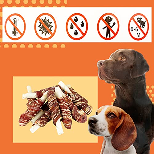 Golosinas para Perros, Snacks Masticables de Larga Duración con Cuero de Vaca, Pato y Bacalao, Ricas en Omega -3, Sin Gluten, Nutritivas para Perros Pequeños, Medianos y Grandes. 12U.