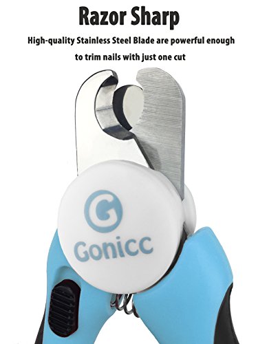 Gonicc Cortauñas Perro, Cortauñas Gatos, Acero Inoxidable Cortañas Animales con Protector y Bloqueo de Seguridad, Aplicar para Cuidado de Las Uñas para Perro, Gatos, Animales (Incluye lima de uñas)