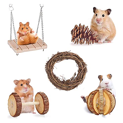 Goorder Juguetes de Hamster, Accesorios Hamster, Juguete Masticable para Hamsters, Cobayas, Chinchilla, Ardilla, Loros, Conejos, Madera Natural Dientes Cuidado Molar Juguete