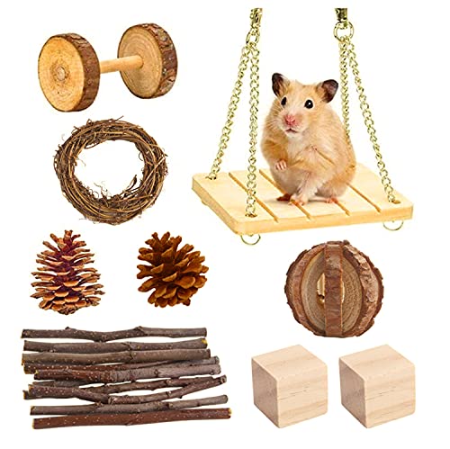 Goorder Juguetes de Hamster, Accesorios Hamster, Juguete Masticable para Hamsters, Cobayas, Chinchilla, Ardilla, Loros, Conejos, Madera Natural Dientes Cuidado Molar Juguete