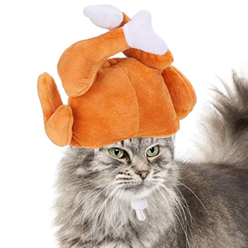 Gorro con Patas de Pollo, Resistente Al Desgaste, Cómodo, Ajustable, para Mascotas, Interesante para Gatos, para Navidad, para Fiestas de Cumpleaños para Perros(Gorra de baqueta, Talla única)