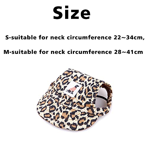 Gorro de béisbol para perros, transpirable, con visera, ajustable, con agujeros para las orejas, para perros pequeños, gatos y mascotas (estampado de leopardo, talla M)