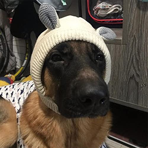 Gorro De Punto para Mascotas, Gorro De Invierno Cálido para Perros, Calentador De Cuello Y Orejas, Gorro De Perro, Disfraz De Conejo, Apto para Perros Grandes De 30-50 Kg