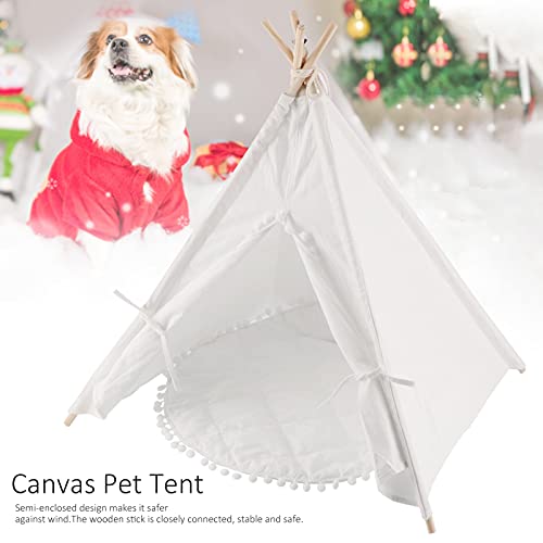 GOTOTOP Tienda de campaña para perros, gatos, mascotas, tipi, tipi, portátil, para mascotas, 60 x 60 x 70 cm (blanco)