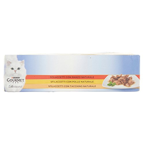 Gourmet Diamant Bandeja surtida para Gatos con Pollo, Ternera, Pavo, Paquete de 24 Unidades x 85 g