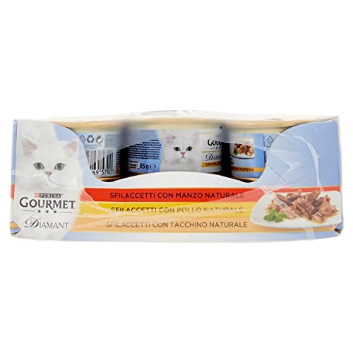 Gourmet Diamant Bandeja surtida para Gatos con Pollo, Ternera, Pavo, Paquete de 24 Unidades x 85 g