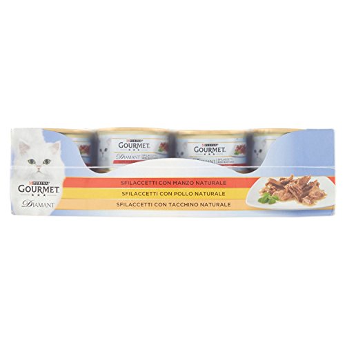 Gourmet Diamant Bandeja surtida para Gatos con Pollo, Ternera, Pavo, Paquete de 24 Unidades x 85 g