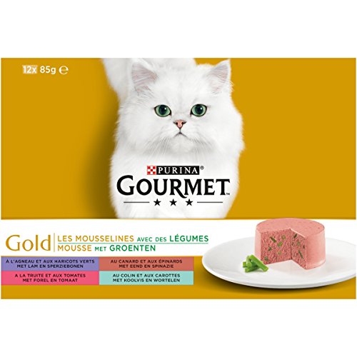 GOURMET Gold – Las muselinas con Verduras: Cordero, haricots Verdes, Pato de epinards, truitas, tomatas, Colin-Zanahorias, 12 x 85 g – Lote de 8