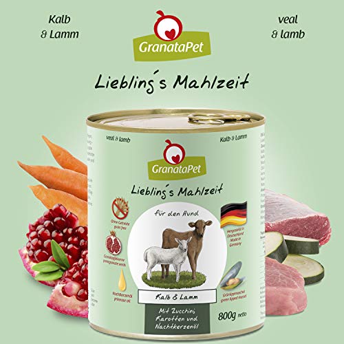 GranataPet húmeda, Comida para Perros sin Cereales ni azúcares, alimento Completo con Alto Porcentaje de Carne y aceites, 1, 800 g (6er Pack), 4800