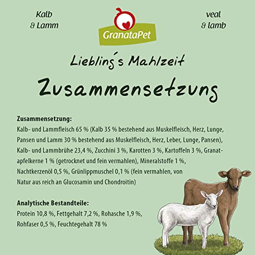 GranataPet húmeda, Comida para Perros sin Cereales ni azúcares, alimento Completo con Alto Porcentaje de Carne y aceites, 1, 800 g (6er Pack), 4800