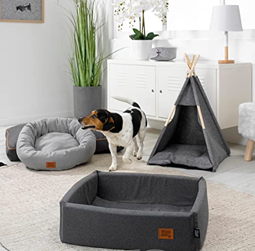 GREATOOL Tienda de Campaña para Mascotas Lienda de Campaña para Perro o Mascota Extraíble y Lavable Plegable (45*45*55cm - Gris)