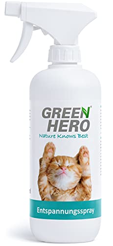 Green Hero Spray Calmante Gatos 500ml – Antiestrés Gatos Spray Contiene Fragancias Calmantes como Valeriana, La-vanda y Hierba Gatera Natural – Bienestar, Relajación y Antiestrés para Gatos