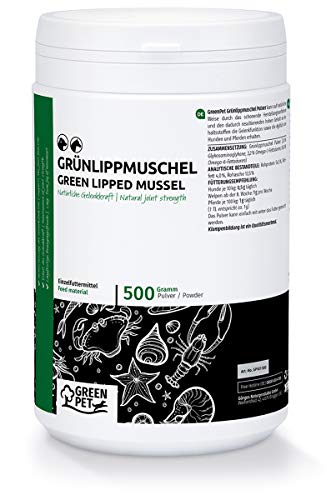 GreenPet Polvo de mejillón de Labios Verdes Perro & Caballo 500g - Soporte de Las articulaciones, función de Las articulaciones, Huesos, ligamentos y tendones, Polvo de Nueva Zelanda