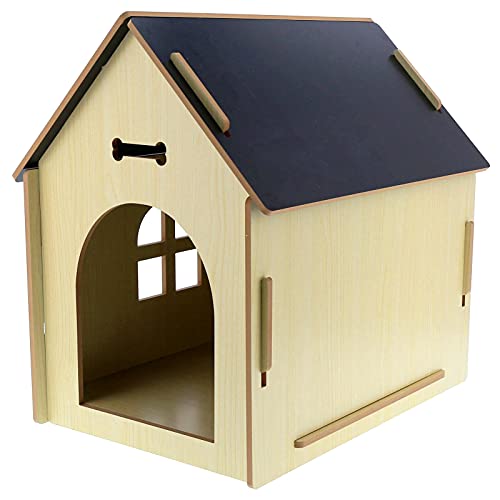 Greensen Casa De Madera para Mascotas con Techo para Perros, Uso En Interiores Y Exteriores, Caseta para Perros para Jugar Y Descansar, Impermeable, Casa para Gatos, Casa para Perros, Mascotas(Gris)