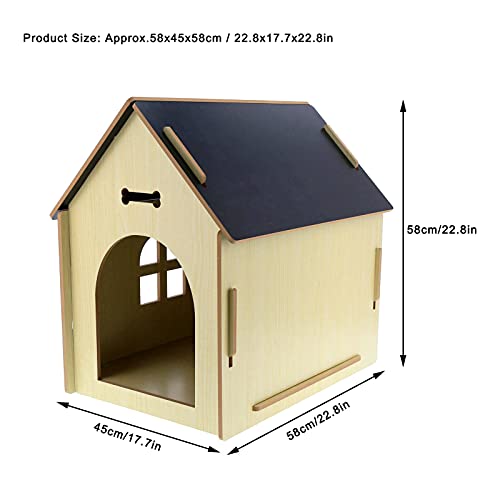 Greensen Casa De Madera para Mascotas con Techo para Perros, Uso En Interiores Y Exteriores, Caseta para Perros para Jugar Y Descansar, Impermeable, Casa para Gatos, Casa para Perros, Mascotas(Gris)