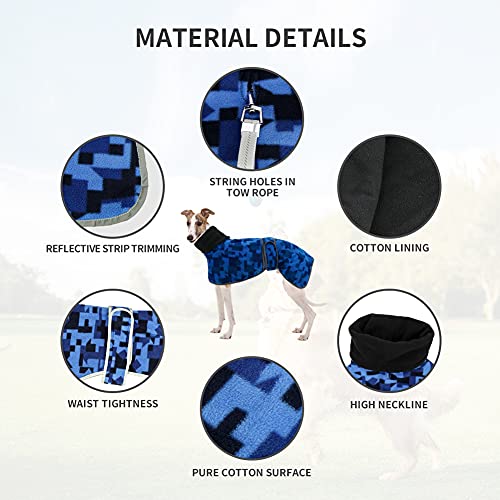 Greyhound Cosy Jersey de forro polar, abrigo de invierno Whippet Whippet Fleeces, chaqueta de perro galgo con forro polar cálido y bandas ajustables para salukis Whippet Lurcher - Azul