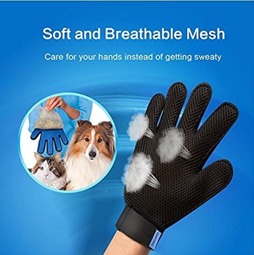 Guantes Manopla Masaje para mascotas de Retiro del pelo Perfecto y Aparato de masaje-Baño de cepillo y Suave Peine para Mascotas con Pelo Largo y Corto,perros, gatos(una mano)l