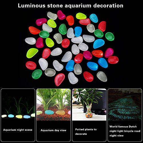 Guijarros Brillantes Acuario Piedras Luminosas Conjunto Decorativo Decorativo de Piedra Luminosa para jardín Pasarela Acuario Camino de Tanque de Peces Calzada