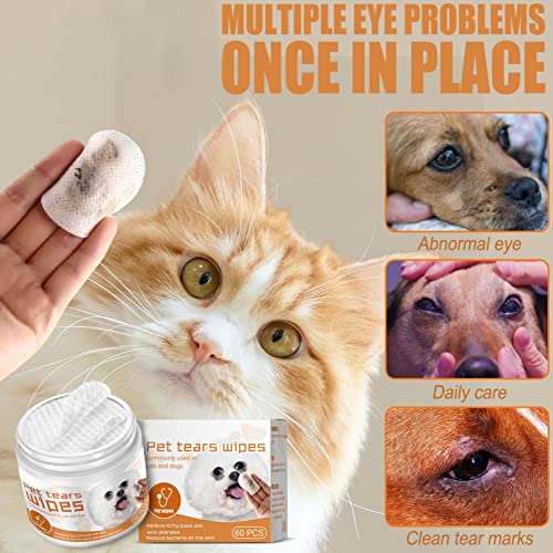 GUIPAN Toallitas Multiusos para el Cuidado de Mascotas para Perros y Gatos, con glicerina de Aloe y manzanilla - Almohadillas limpiadoras de Ojos de Perro hipoalergénicas, Suaves y Naturales, 60