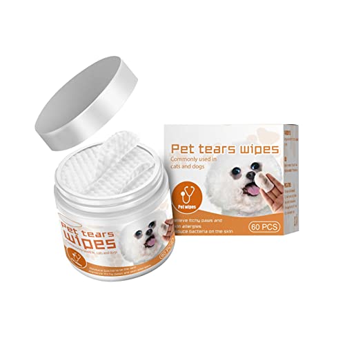 GUIPAN Toallitas Multiusos para el Cuidado de Mascotas para Perros y Gatos, con glicerina de Aloe y manzanilla - Almohadillas limpiadoras de Ojos de Perro hipoalergénicas, Suaves y Naturales, 60