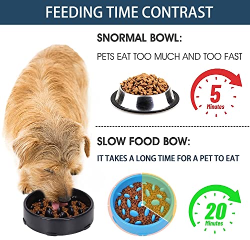 GWL Cuenco de Lenta Alimentación para Perros, Slow Eating Dog Bowl, Tazón de Antideslizante Interactivo Saludable Alimentador para Evitar el Ahogo y Comer Demasiado para Perros y Gatos (Negro)